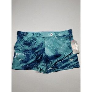 Mossy Oak Fishing Shorts Mens XL Blue Hydroplex Swim Trunks Stretch Camo Print
